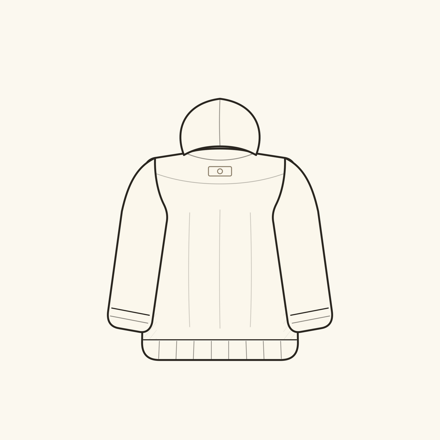 The Softbound Hoodie, back. Illustrated plate.